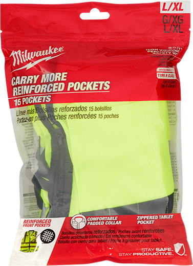 CHALECO DE SEGURIDAD  ALTA VISIBILIDAD Y RENDIMIENTO CLASE 2 AMARILLO TALLA L/XL (48-73-5042) MILWAUKEE