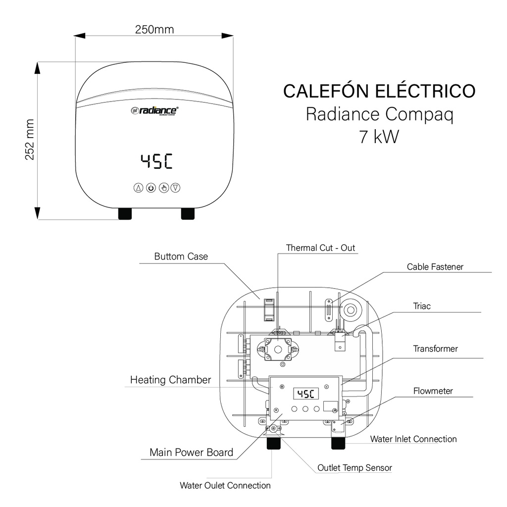 CALEFÓN ELÉCTRICO RADIANCE COMPAQ 7kW / 220V