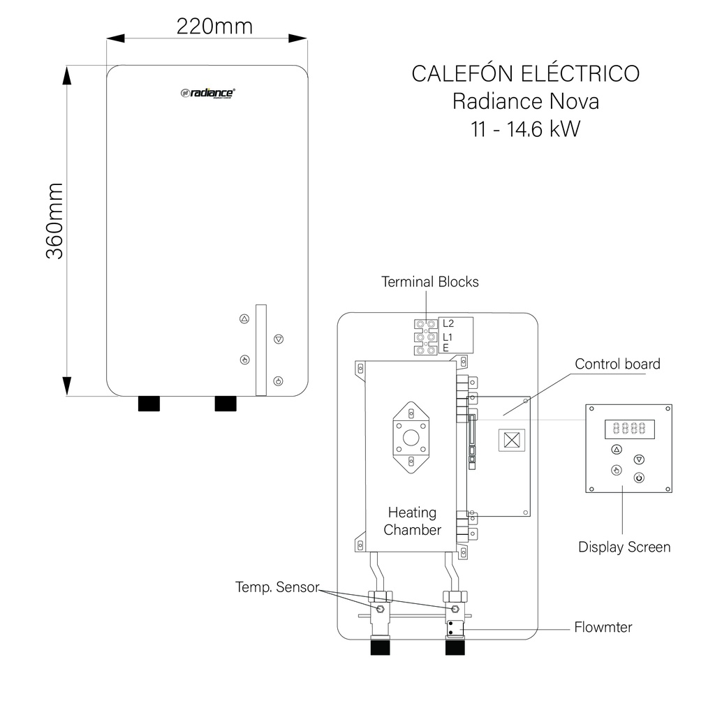 CALEFÓN ELÉCTRICO RADIANCE NOVA 14.6kW / 220V