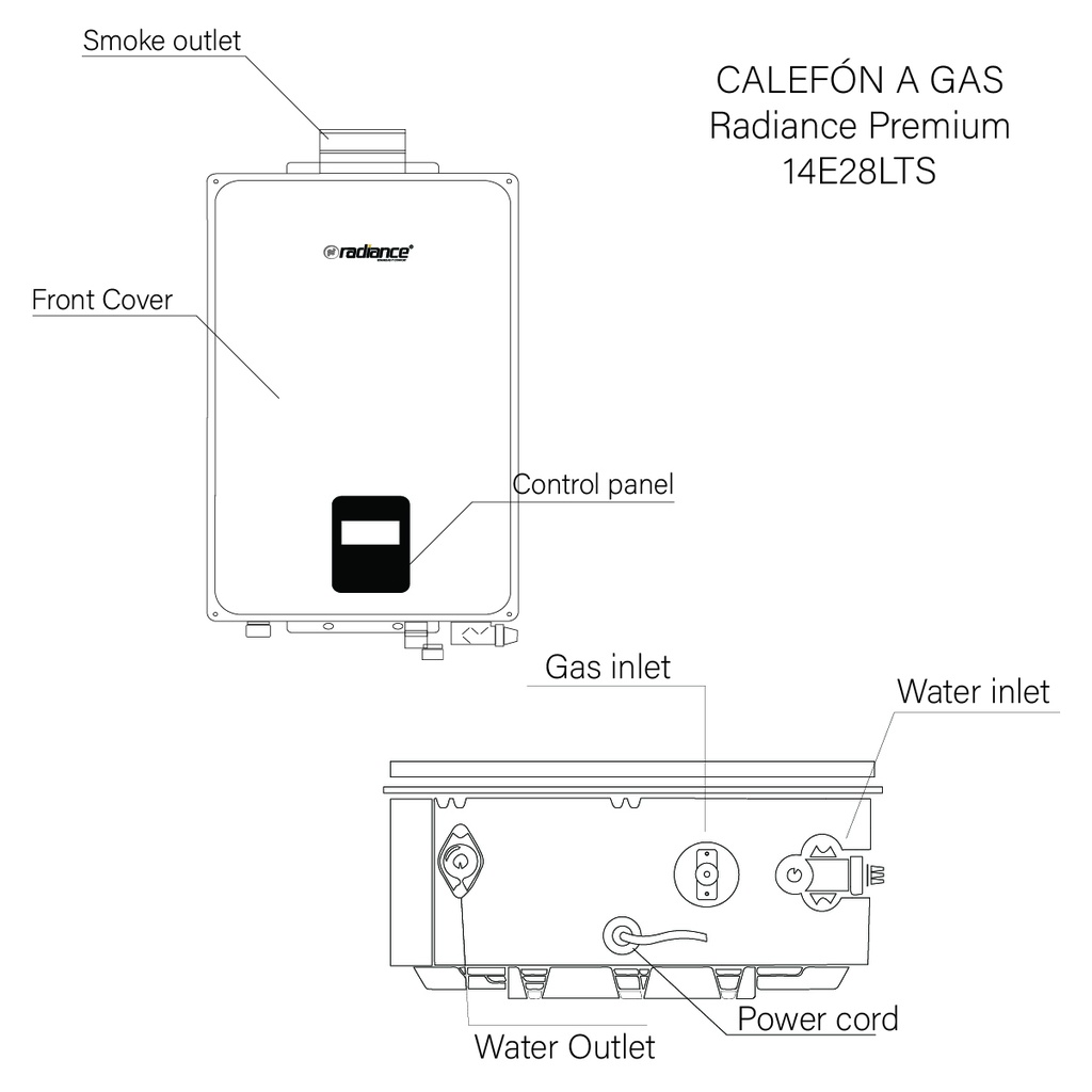 CALEFÓN A GAS RADIANCE PREMIUM 14E28LTS