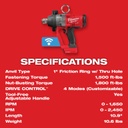 LLAVE DE IMPACTO DE ALTO TORQUE M18 FUEL™ DE 1&quot; CON ONE-KEY™ (2867-20) MILWAUKEE