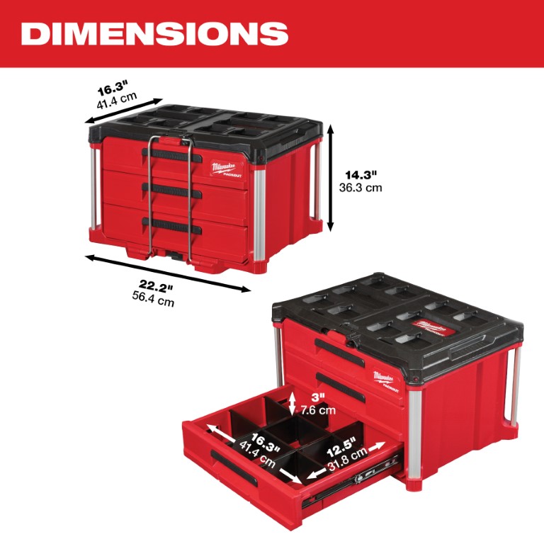 CAJA DE HERRAMIENTAS DE 3 CAJONES PACKOUT™ (48-22-8443) MILWAUKEE