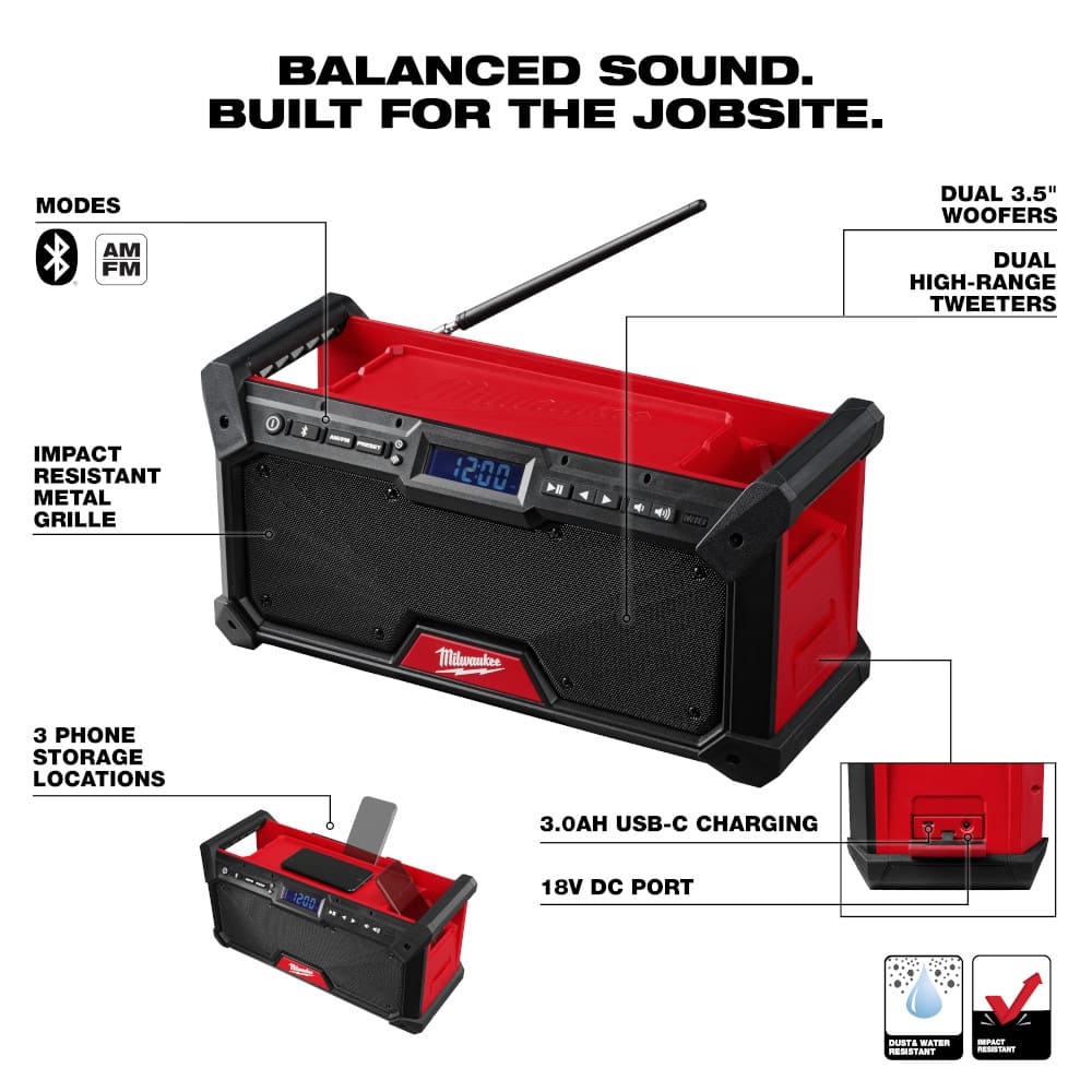 ALTAVOZ INALAMBRICO PARA EL LUGAR DE TRABAJO M18™ (2952-20) MILWAUKEE