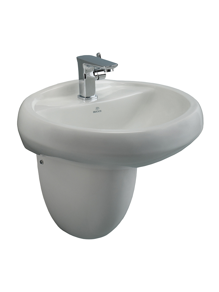 JSPC57261301CB LAVABO NEW SIBILA CON PEDESTAL CORTO BLANCO PREPONCHADO