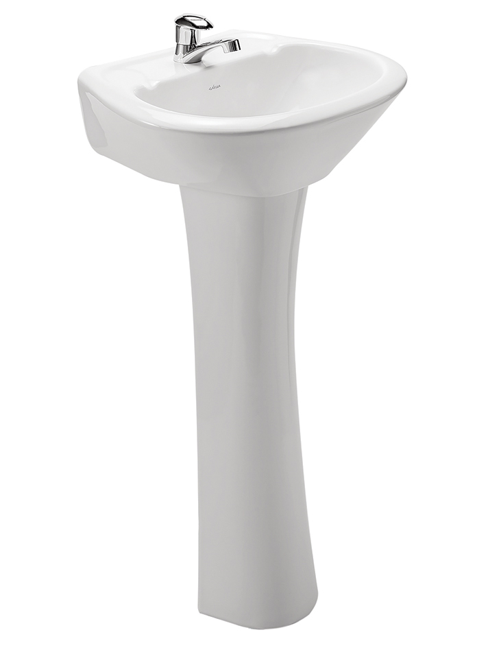 JS0057101301CE LAVABO SHELBY CON PEDESTAL PREPONCHADO BLANCO