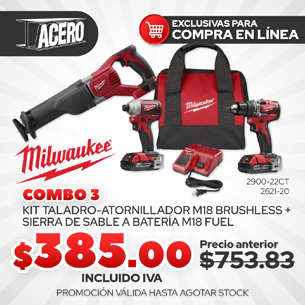 COMBO 2 KIT TALADRO-ATORNILLADOR 2900-22CT+ AMOLADORA A BATERIA 2680-20 M18 4-1/2&quot; (copia)