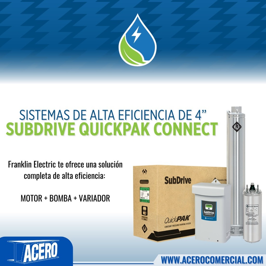 BOMBA SUMERGIBLE 4&quot; 25SDQP-3R 1,5HP SUBDRIVE15 FRANKLIN ELECTRIC (copia)