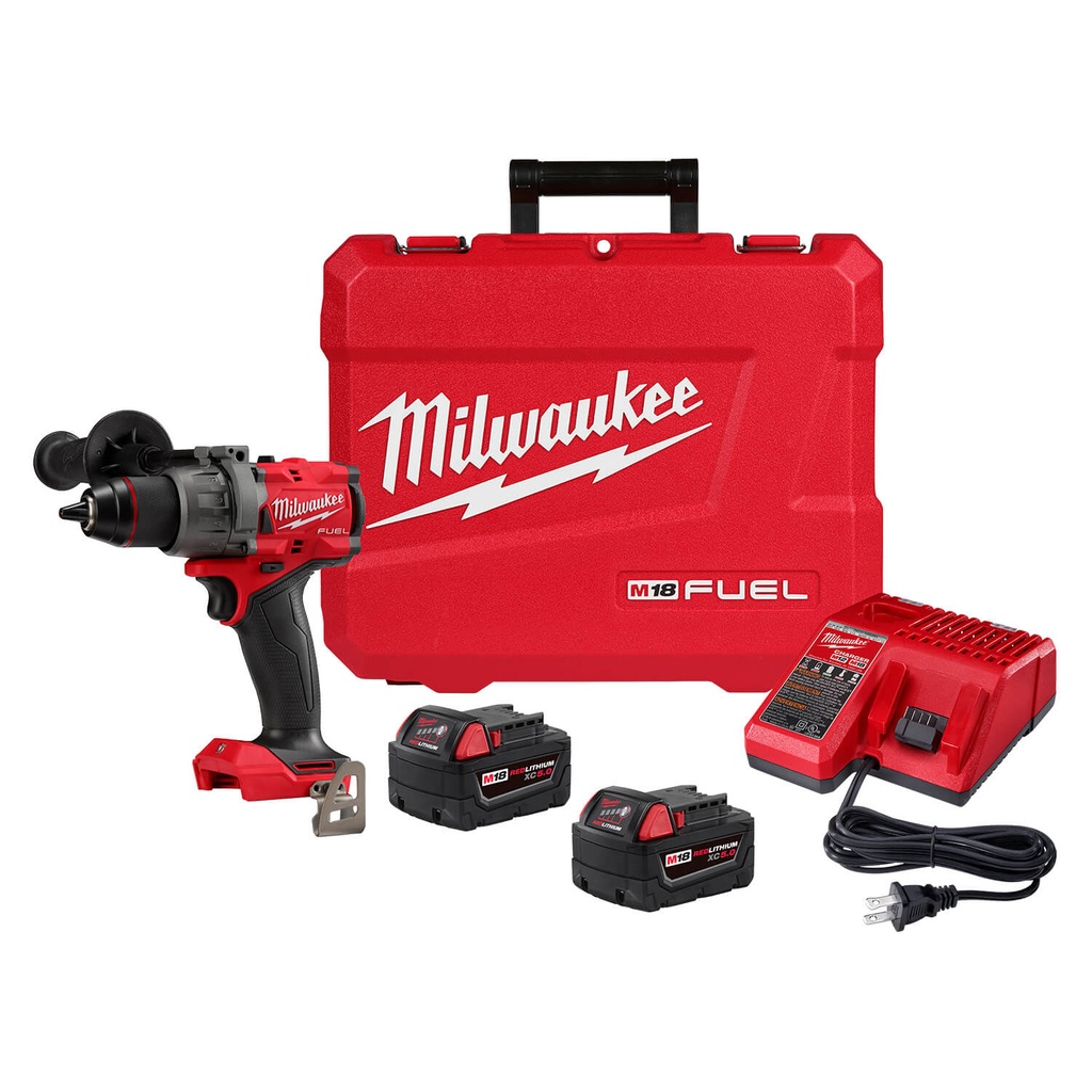 TALADRO INALÁMBRICO PERCUTOR 1/2&quot; M18 SIN CARBONES FUEL  18V CON BATERÍA 5 AMP (2904-22) MILWAUKEE