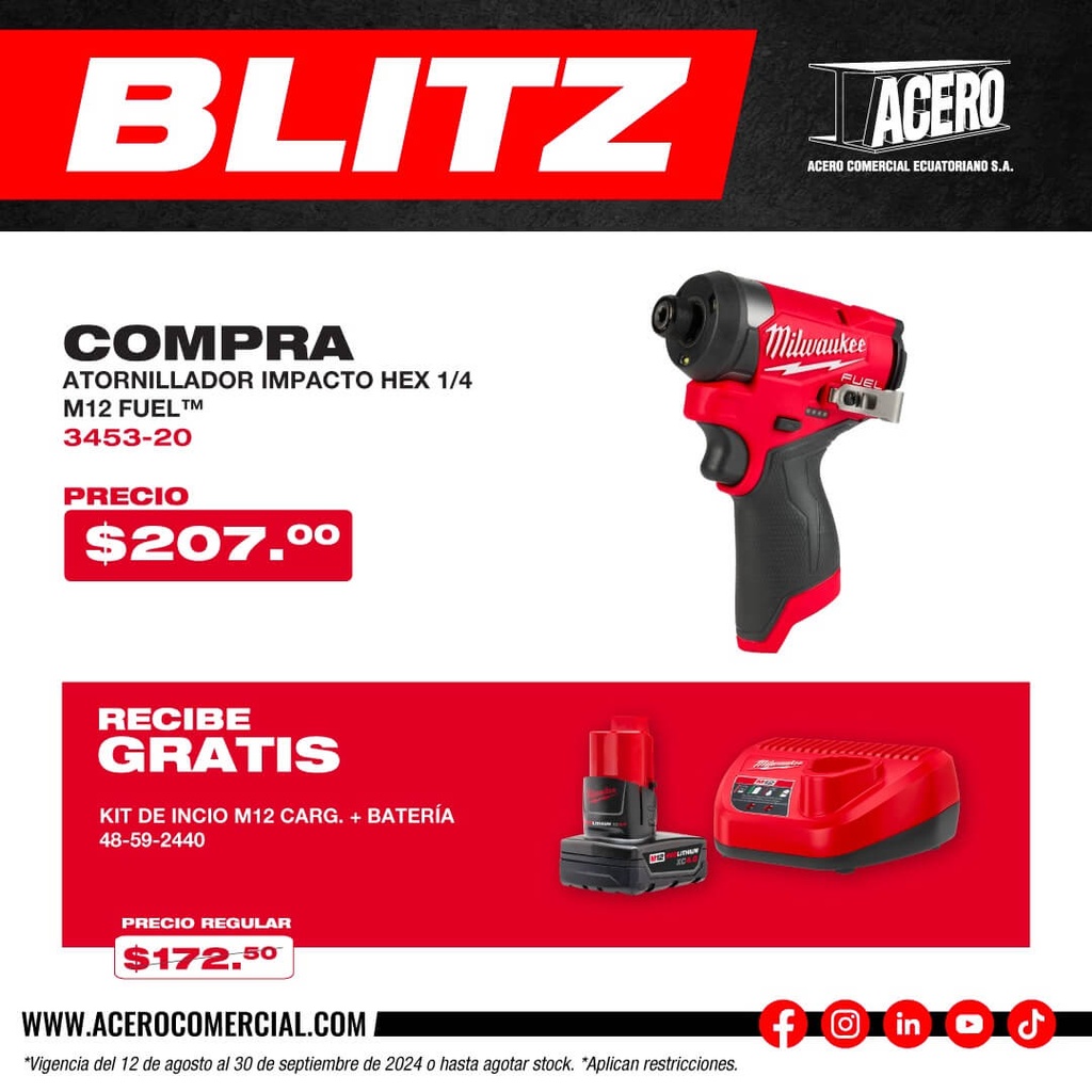 LLAVE DE IMPACTO M12 DE 1/4&quot; FUEL (2552-22) MILWAUKEE (copia)