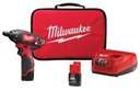 ATORNILLADORA 1/4&quot; M12 CON CARBONES INALÁMBRICA 12V CON BATERÍA 1.5 AMP (2401-22) MILWAUKEE