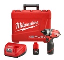 ATORNILLADORA 1/4&quot; M12 FUEL SIN CARBONES INALÁMBRICA 12V CON BATERÍA 2 AMP (2402-22) MILWAUKEE