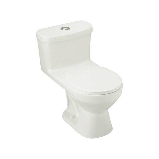 [E181-S BL] INODORO ISCHIA ESTANDAR REDONDO 1 PZ BLANCO CON ASIENTO UNIVERSAL E181-S BL 